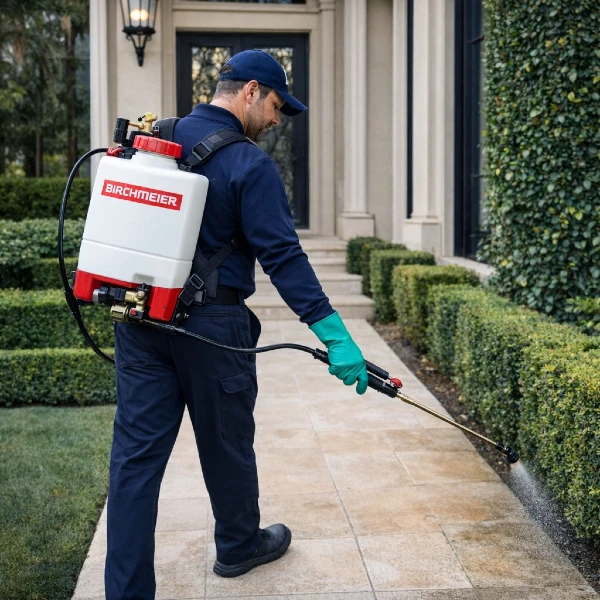 ARC tech performing a pest control treatment with a backpack sprayer600x600 ARC Rodent and Pest Control technician pest control services in the kitchen of a los angeles county home